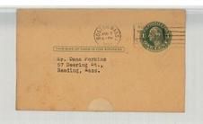 Mr. Dana Perkins 57 Deering St., Reading, Mass 1933, Perkins Collection 1861 to 1933 Envelopes and Postcards